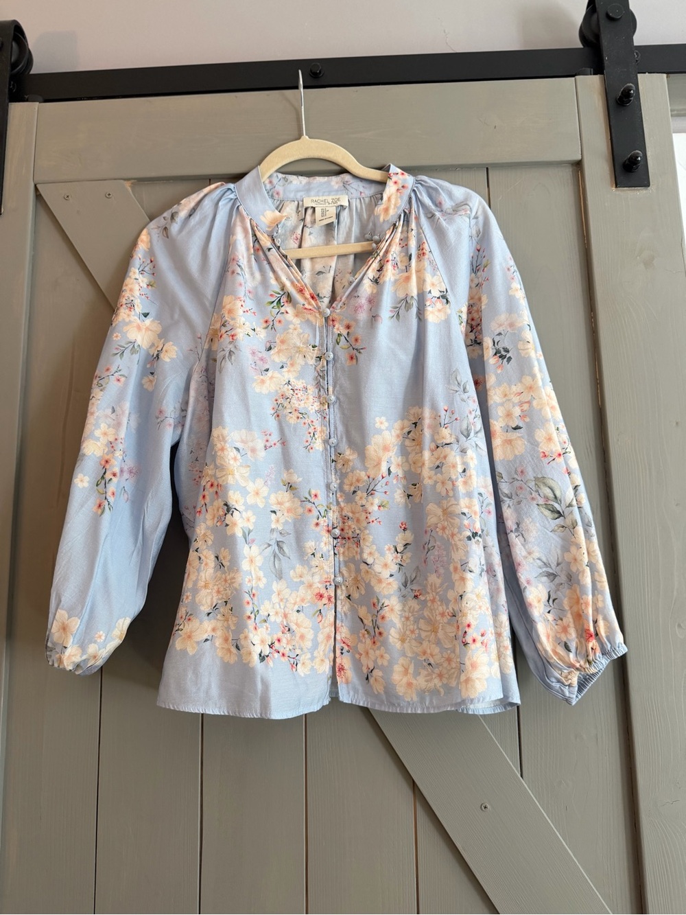 Rachel Zoe Light Blue Floral Peasant Blouse